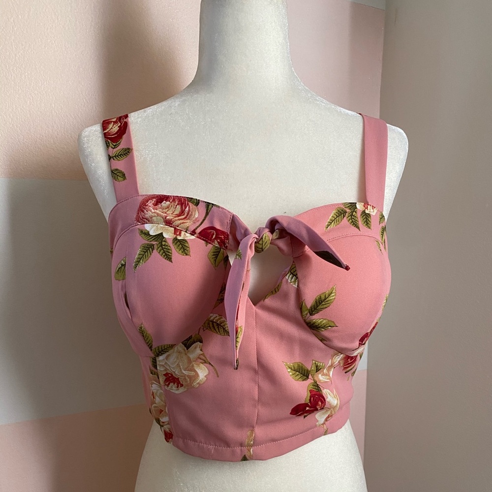 Cute pink, floral bustier-type top